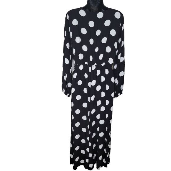 ASOS DESIGN wrap tie jumpsuit mono polka dot dots size 6 - Picture 2 of 7